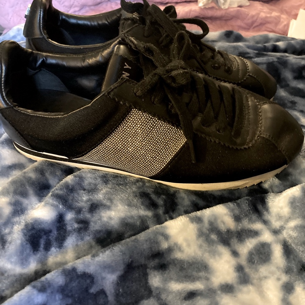 Silver and black glitter gym shoes